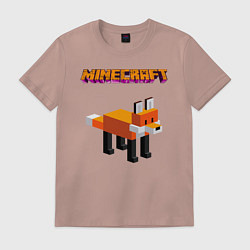Футболка хлопковая мужская Minecraft - лиса, цвет: пыльно-розовый