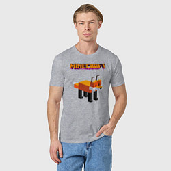 Футболка хлопковая мужская Minecraft - лиса, цвет: меланж — фото 2