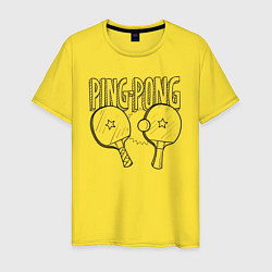 Футболка хлопковая мужская Пинг понг, цвет: желтый