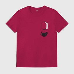 Футболка хлопковая мужская Кот, цвет: маджента