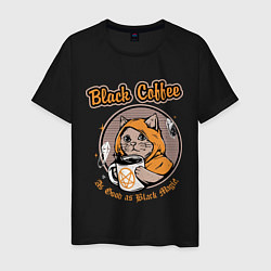 Футболка хлопковая мужская Black Coffee Cat, цвет: черный