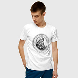 Футболка хлопковая мужская Гагарин Восток 1, цвет: белый — фото 2