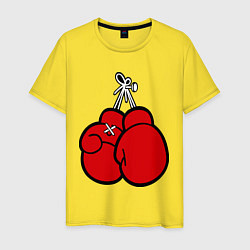 Футболка хлопковая мужская Боксерские перчатки, цвет: желтый