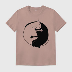 Футболка хлопковая мужская Инь-Янь Коты, цвет: пыльно-розовый