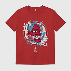 Футболка хлопковая мужская Маска Они, цвет: красный