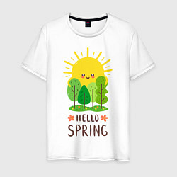 Футболка хлопковая мужская Hello Spring, цвет: белый