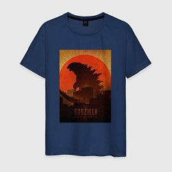 Мужская футболка Godzilla and red sun