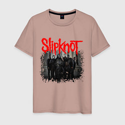 Футболка хлопковая мужская SLIPKNOT, цвет: пыльно-розовый