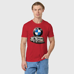 Футболка хлопковая мужская BMW оскал, цвет: красный — фото 2