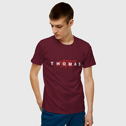 Футболка хлопковая мужская Thomas Mraz цвета меланж-бордовый — фото 2