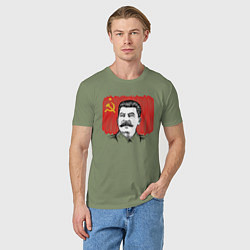 Футболка хлопковая мужская Сталин и флаг СССР, цвет: авокадо — фото 2