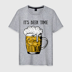Футболка хлопковая мужская It's beer time, цвет: меланж