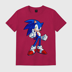 Футболка хлопковая мужская SONIC, цвет: маджента