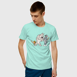Футболка хлопковая мужская Tom & Jerry цвета мятный — фото 2