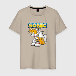 Футболка хлопковая мужская Sonic, цвет: миндальный