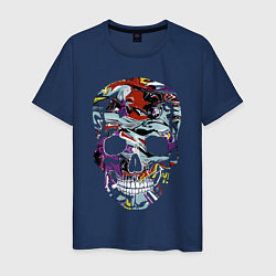 Футболка хлопковая мужская Skull 2055, цвет: тёмно-синий