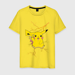 Футболка хлопковая мужская Pikachu, цвет: желтый