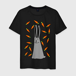 Футболка хлопковая мужская Кролик в морковке, цвет: черный