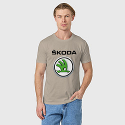 Футболка хлопковая мужская SKODA, цвет: миндальный — фото 2
