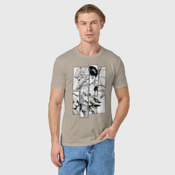 Футболка хлопковая мужская Аска и Синдзи, Евангелион, цвет: миндальный — фото 2