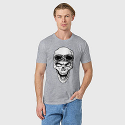 Футболка хлопковая мужская Skull and glasses, цвет: меланж — фото 2