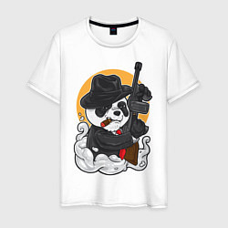 Футболка хлопковая мужская Panda Gangster, цвет: белый