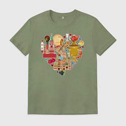 Футболка хлопковая мужская LOVE RUSSIA, цвет: авокадо