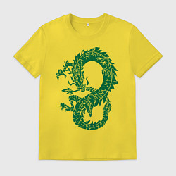 Футболка хлопковая мужская Древний китайский дракон, цвет: желтый