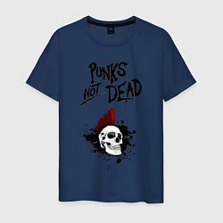 Футболка хлопковая мужская Punks not dead, цвет: тёмно-синий