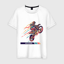 Футболка хлопковая мужская Motocross Z, цвет: белый