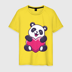 Футболка хлопковая мужская Панда love, цвет: желтый