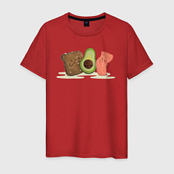 Футболка хлопковая мужская Бутерброд из авокадо, цвет: красный