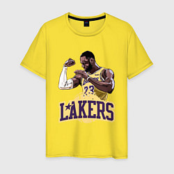Футболка хлопковая мужская LeBron - Lakers, цвет: желтый