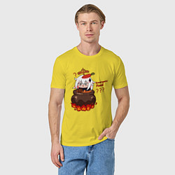 Футболка хлопковая мужская Genshin Impact Paimon food, цвет: желтый — фото 2