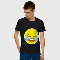 Футболка хлопковая мужская Эмоджи смех, цвет: черный — фото 2