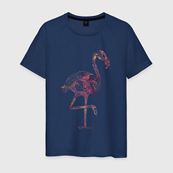 Футболка хлопковая мужская Узорчатый фламинго, цвет: тёмно-синий