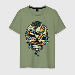 Футболка хлопковая мужская Snake&Skull, цвет: авокадо
