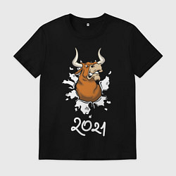 Футболка хлопковая мужская Бык 2021, цвет: черный