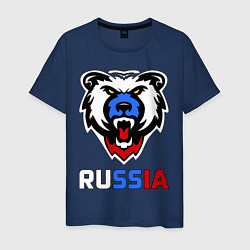 Футболка хлопковая мужская Русский медведь, цвет: тёмно-синий