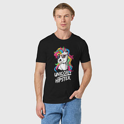 Футболка хлопковая мужская Unicorn hipster, цвет: черный — фото 2