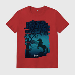 Футболка хлопковая мужская Конь, цвет: красный