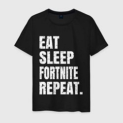 Футболка хлопковая мужская EAT SLEEP FORTNITE REPEAT, цвет: черный