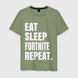 Футболка хлопковая мужская EAT SLEEP FORTNITE REPEAT, цвет: авокадо