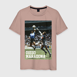Футболка хлопковая мужская Диего Армандо Марадона, цвет: пыльно-розовый