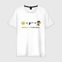 Футболка хлопковая мужская Emoji-tactical, цвет: белый