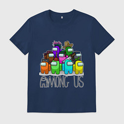 Футболка хлопковая мужская AMONG US - большая компания!, цвет: тёмно-синий