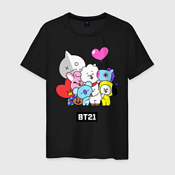 Футболка хлопковая мужская BT21, цвет: черный