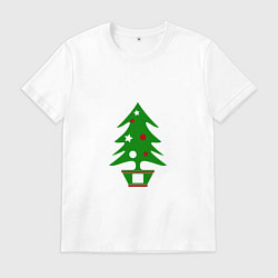 Футболка хлопковая мужская Ёлка новогодняя, цвет: белый
