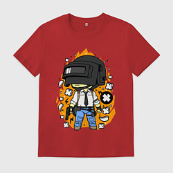 Футболка хлопковая мужская PUBG, цвет: красный