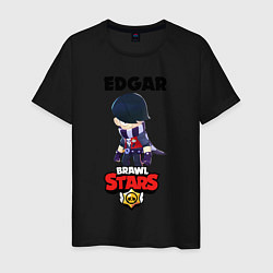 Футболка хлопковая мужская BRAWL STARS EDGAR, цвет: черный